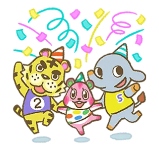 🎉 Animal Crossing, Animal, Celebração, Fofo, Festa, Confete, Amizade whatsapp sticker