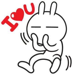 😍 I U corazón, amor, conejo, dibujos animados telegram sticker