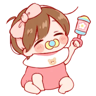 💞 bebé, mono, dibujos animados, chupete, sonajero whatsapp sticker