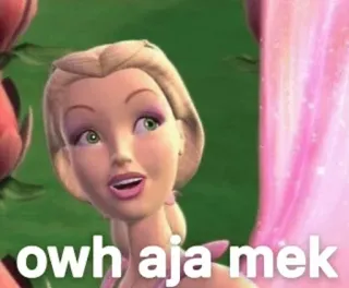 😆 owh aja mek Meme, Lucu, Ekspresi, Karakter animasi, Barbie, Boneka telegram sticker