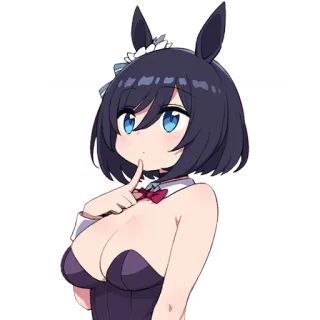 🤔 anime girl, bunny girl, anime, blue eyes, cute, maid telegram sticker