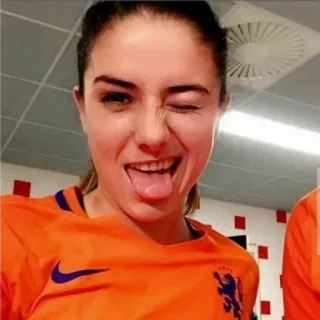 😜 donna, atleta, calciatrice, occhiolino, lingua di fuori telegram sticker