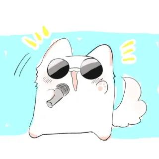 🐈 Katze, Sonnenbrille, Mikrofon, süß, Tier, Cartoon telegram sticker