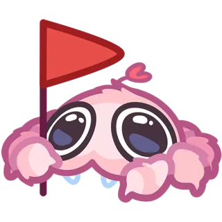 🚩 괴물, 깃발, 핑크, 귀여운, 만화, 스티커 telegram sticker