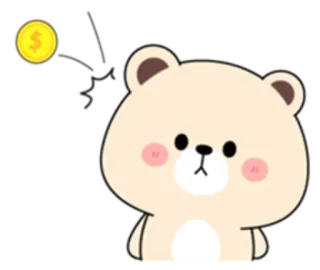 😡 ours, argent, mignon, dessin animé, dollar, pièce, kawaii, autocollant whatsapp sticker