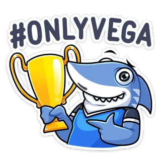 🏆 #ONLYVEGA Акула, Трофей, Мультфильм, Победитель, Праздник whatsapp sticker