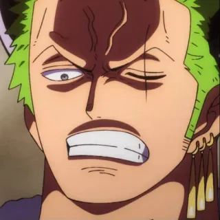 😡 Zoro One Piece Anime, Spadaccino, Pirata, Roronoa Zoro, Capelli verdi telegram sticker