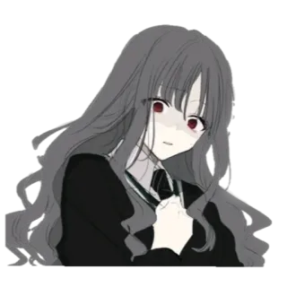 😰 anime girl, manga, female, cartoon, character, gray hair, red eyes telegram sticker