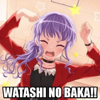 🤓 WATASHI NO BAKA!! Anime, Mädchen, Baka, lila Haare, aufgeregt whatsapp sticker