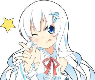 ✌️ อนิเมะ, ผู้หญิง, ขยิบตา, น่ารัก, คาวาอิ, ดาว telegram sticker