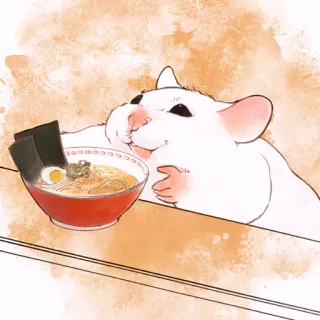 🐹 hamster, ramen, cute, food, animal, illustration telegram sticker