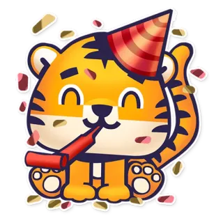 😚 tigre, animal, festa, celebração, fofo, adesivo, desenho animado telegram sticker