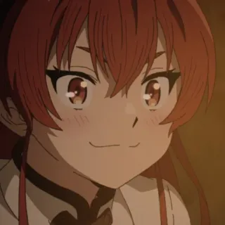 🙂 anime, cười, tóc đỏ, nhân vật telegram sticker