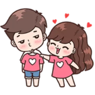 👕 만화, 사랑, 커플, 하트, 로맨스, 귀여운 whatsapp sticker