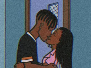 🧃 kissing, couple, cartoon, love, affection, romance whatsapp sticker