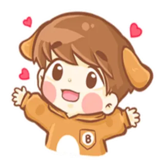 ❤️ fofo, anime, desenho animado, coração, filhote, menino, adesivo telegram sticker