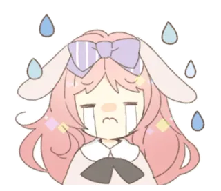 🐰 piangere, triste, lacrime, cartone animato, anime, orecchie da coniglio, kawaii, lacrimoso telegram sticker