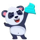 🥳 Panda, Animal, Fofo, Desenho animado, Alegre, Celebração telegram sticker
