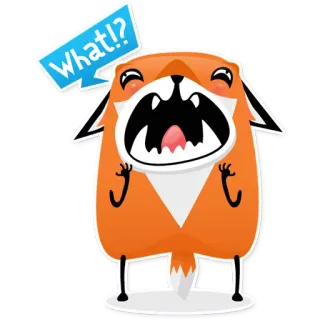 😱 What!? volpe, animale, cartone animato, domanda, espressione whatsapp sticker