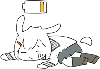 🔋 low battery, exhausted, tired, rabbit, animal, cartoon, cute whatsapp sticker