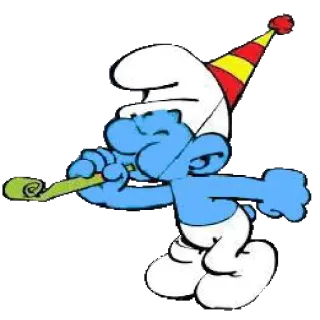 🎉 Smurf การ์ตูน, สเมิร์ฟ, ปาร์ตี้, งานฉลอง, สีฟ้า, มีความสุข whatsapp sticker
