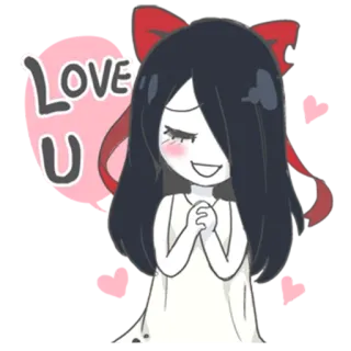😏 LOVE U amour, mignon, fille, dessin animé telegram sticker