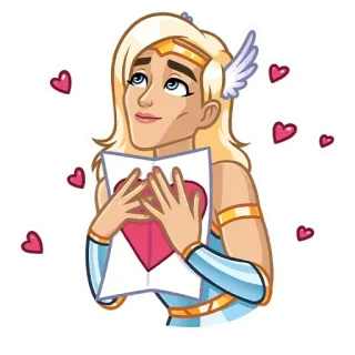 ❤️ amor, dia dos namorados, corações, anjo, loira, mulher telegram sticker