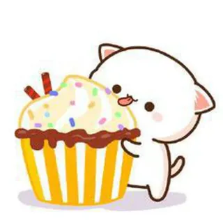 👻 cat, cupcake, cute, cartoon, dessert, sweet, animal whatsapp sticker
