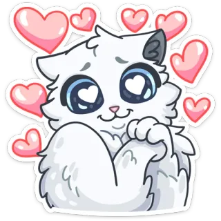 😍 cat, hearts, cute, sticker, love, cartoon telegram sticker