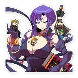 💁 Anime, Naklejka, Fioletowe włosy, Kobieta, Fantasy telegram sticker