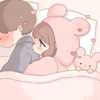 🌟 dễ thương, cặp đôi, tình yêu, kawaii, gấu, trái tim whatsapp sticker