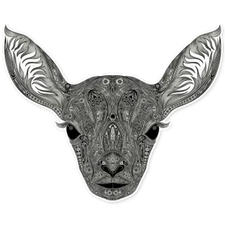 🦌 deer, animal, ornate, detailed, head, illustration, wildlife, nature telegram sticker