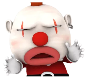 😶 клоун, грустный, мультфильм, персонаж, эмодзи, 3D, расстроенный telegram sticker