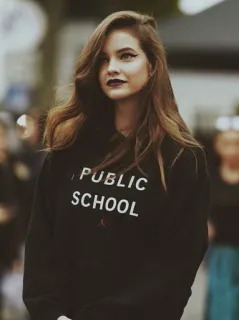 🍸 PUBLIC SCHOOL model, brunette, fashion, public school, hoodie whatsapp sticker