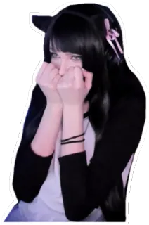 🤭 고양이 귀, 여자, 애니메이션, 코스프레, 소녀, emo whatsapp sticker