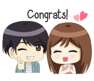 🎉 Congrats! congratulazioni, coppia, cuori, amore, festa, cartoni animati telegram sticker