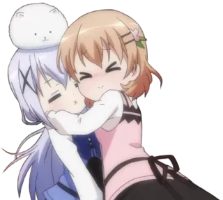 😖 Аниме, Объятия, Милый, Кавайный telegram sticker