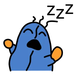 😴 Blob, Dessin animé, Monstre, Mignon, Cri, Bleu, Jaune whatsapp sticker