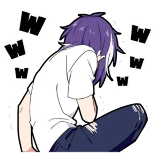 ☺️ www anime, character, purple hair, seated, manga telegram sticker