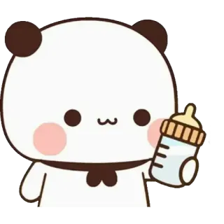 🧸 Panda, Baby, Flasche, Süß, Cartoon, Kawaii, Tier whatsapp sticker