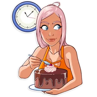🍰 Frau, Backen, Kuchen, Dessert, Uhr telegram sticker