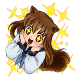 ✨ Anime, Kocia dziewczyna, Błysk, Słodkie, Szczęśliwy, Kawaii, Dziewczyna, Mundur telegram sticker