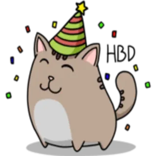 🎉 gatto, cappello da festa, festa, coriandoli, carino, cartone animato whatsapp sticker