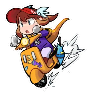 🛴 Dibujos animados, Patinete, Personaje, Montando, Transporte, Animado telegram sticker