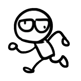 ⭐ Cartoon, Figur, Sticker, Weiß, Schwarz, Brille whatsapp sticker
