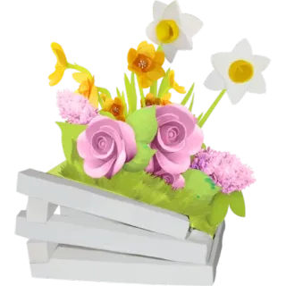 🌹 цветы, букет, цветочный, сад, розы, нарциссы, забор telegram sticker