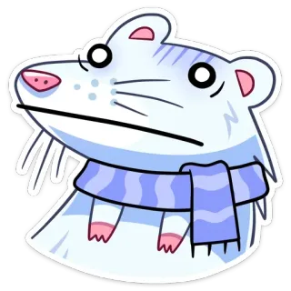 😐 fretka, zwierzę, kreskówka, szalik, uroczy, biały, zabawny telegram sticker