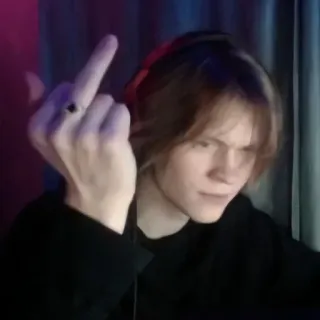 🖕 doigt d'honneur, offensant, geste, ado, portrait, écouteurs telegram sticker