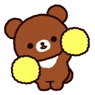💨 Rilakkuma bear, cute, kawaii, mascot, cheerleader, pom-poms whatsapp sticker