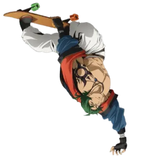 😉 Skateboard, Anime, Charakter, Skateboarding, Grüne Haare telegram sticker